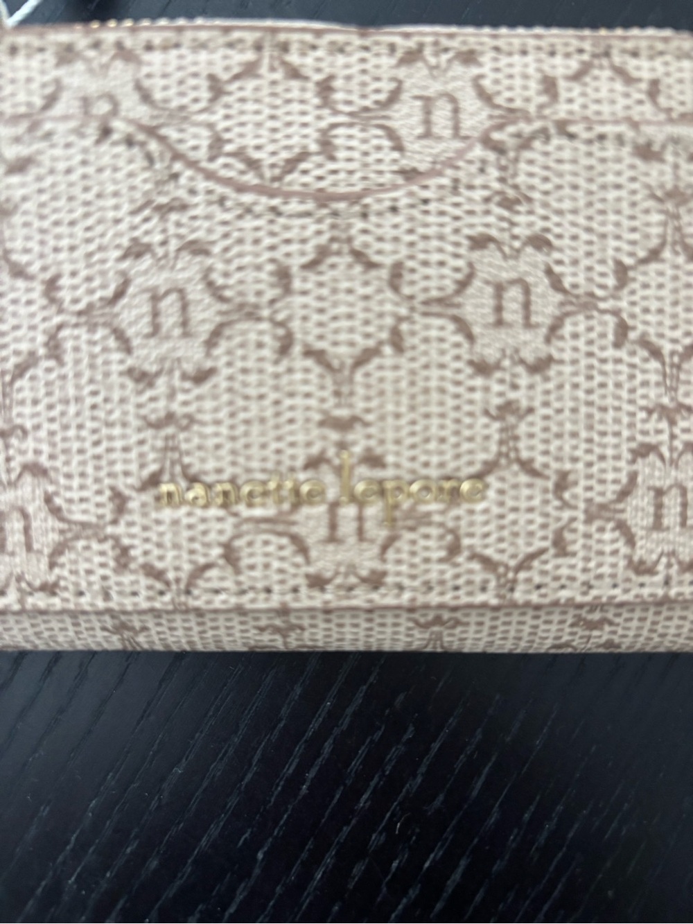 Nanette Lepore Tan Beige Monogram Wristlet Wallet